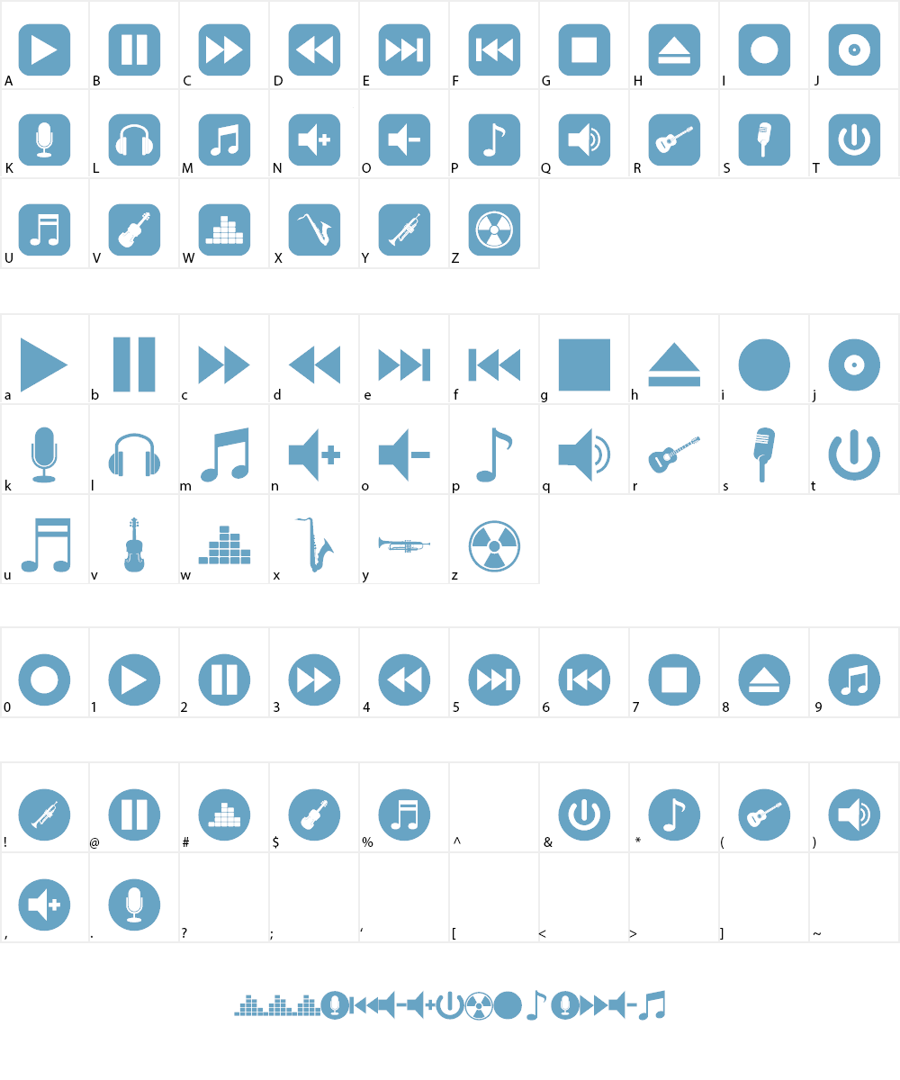 font bottons music Font Character